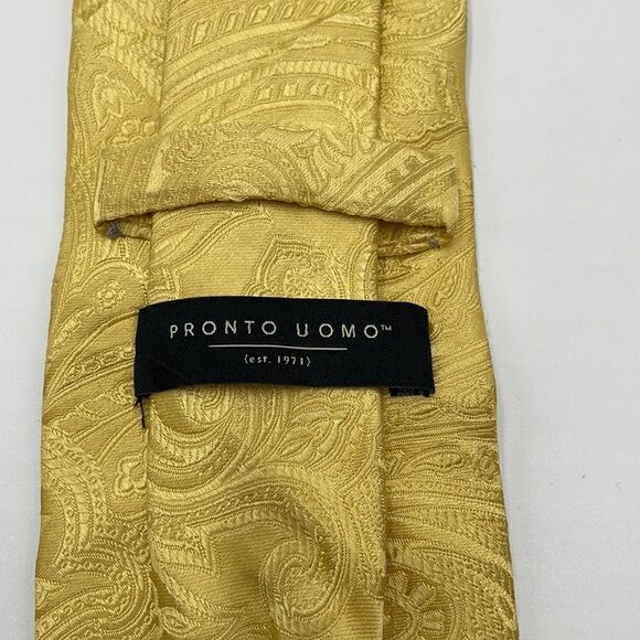 100% silk Yellow paisley pronto uomo necktie - Picture 5 of 5